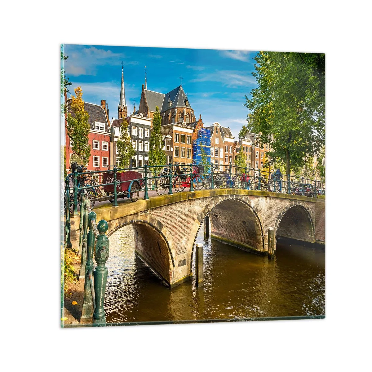 Glasbild - Bild auf glas - Frühling am Kanal - 40x40 cm