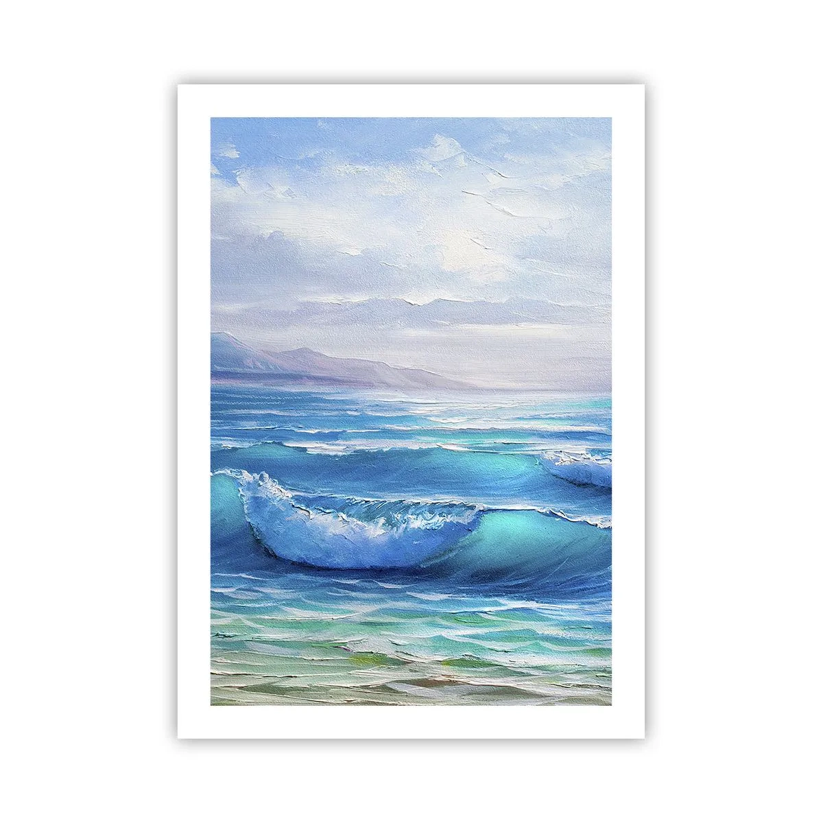 Poster - Meereswellen gegen den blauen Himmel - 50x70cm - Es bringt Erleichterung - Moderne Wanddekoration für Wohnzimmer und Schlafzimmer ARTTOR
