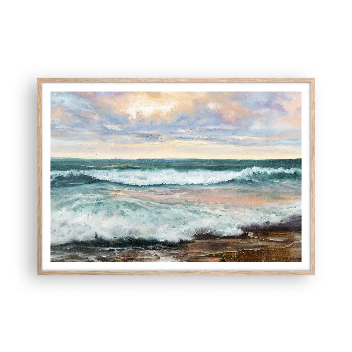 Poster in einem Rahmen aus heller Eiche - Hier werden Sie Ihre Seele baumeln lassen - 100x70 cm