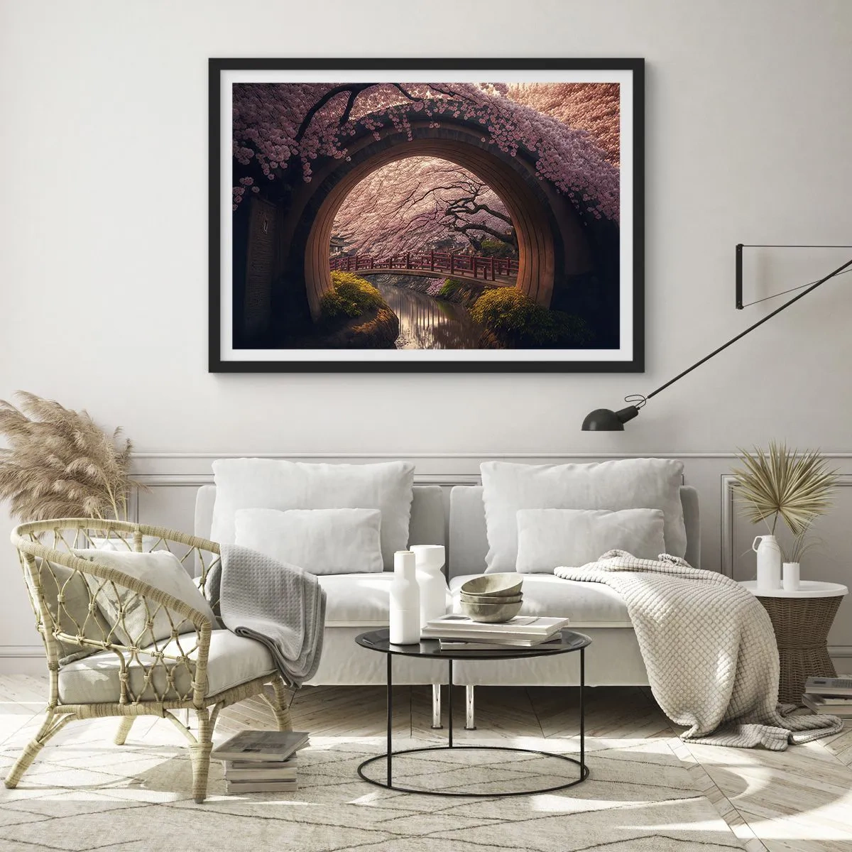 Poster in einem schwarzem Rahmen - Japanischer Frühling - 50x40 cm