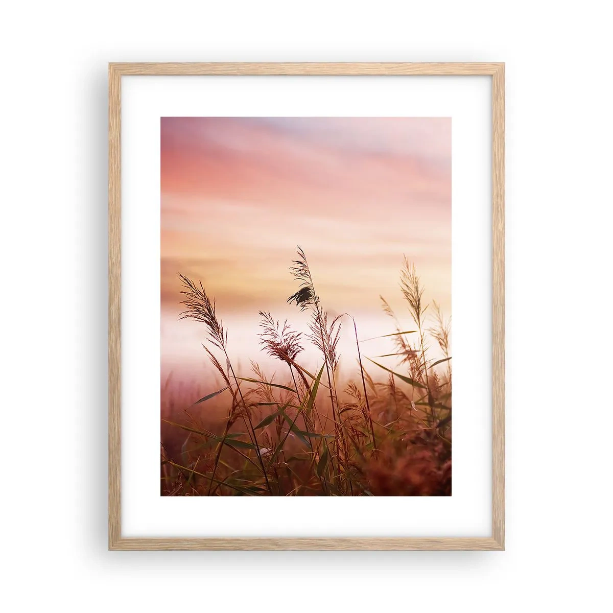 Poster in einem Rahmen aus heller Eiche - Drachen, Löwenzahn, Wind - 40x50 cm