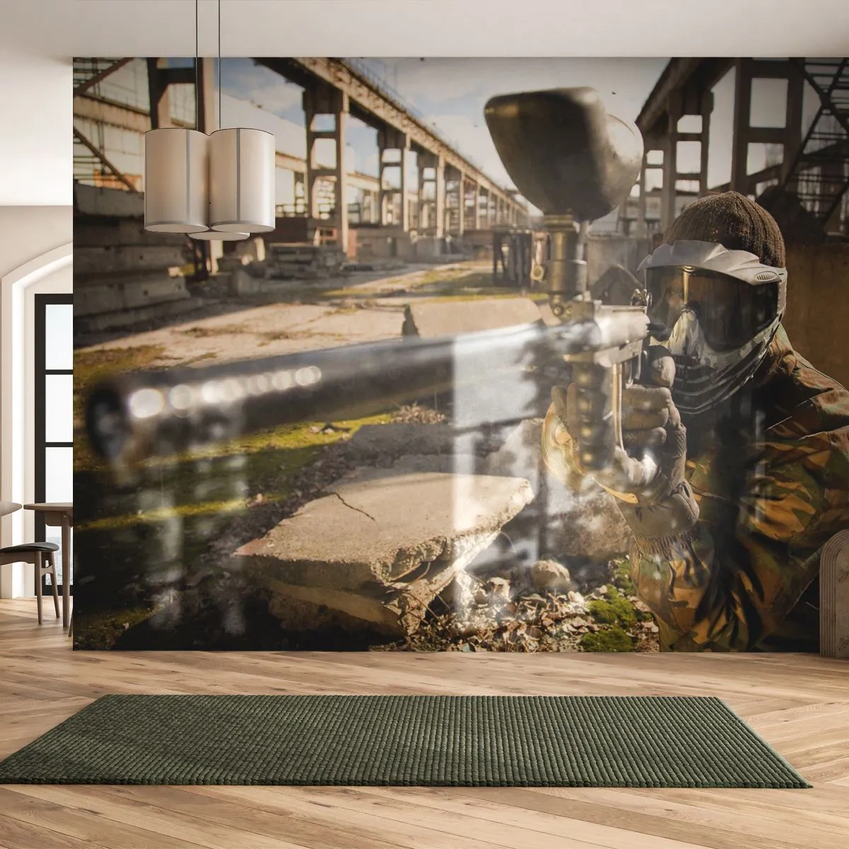 Fototapete Premium Sand - Auch du kannst ein Held werden - Paintball, Sport, Militär - 100x70 cm