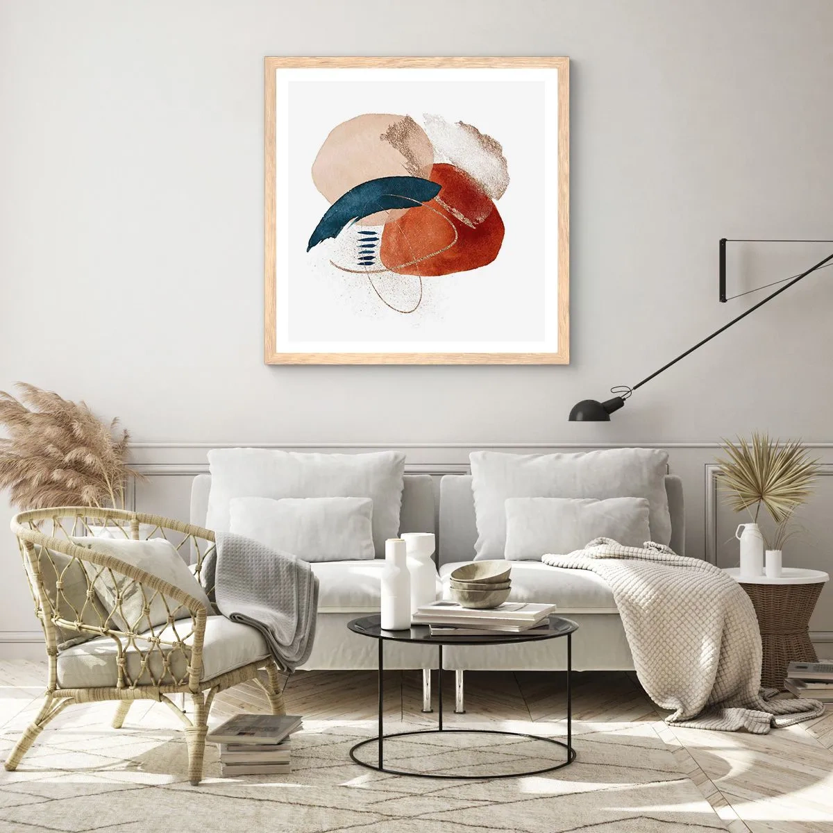 Poster in einem Rahmen aus heller Eiche - Ovale Komposition - 40x40 cm