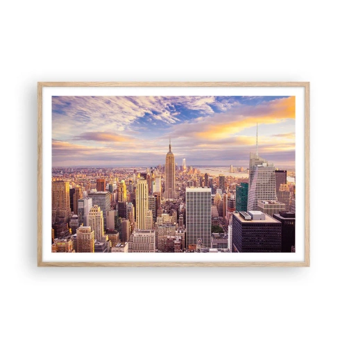 Poster in einem Rahmen aus heller Eiche - Nur nach den Wolken greifen - 91x61 cm