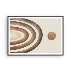 Poster in einem schwarzem Rahmen - Geometrisches Planetenmotiv in Brauntönen - 100x70cm - In einer weit entfernten Galaxie - Moderne Wanddekoration für Wohnzimmer und Schlafzimmer ARTTOR