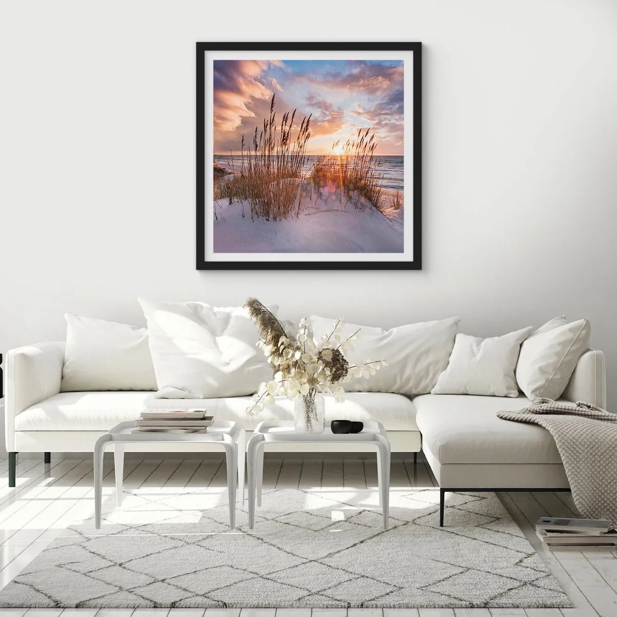 Poster in einem schwarzem Rahmen - Abschied von Sonne und Wind - 50x50 cm