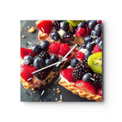 Wanduhr - Glasuhr - Bunte Tarte mit Früchten und Sahne - 30x30cm - Dolce Vita! - Moderne Wanddekoration für Wohnzimmer und Schlafzimmer ARTTOR