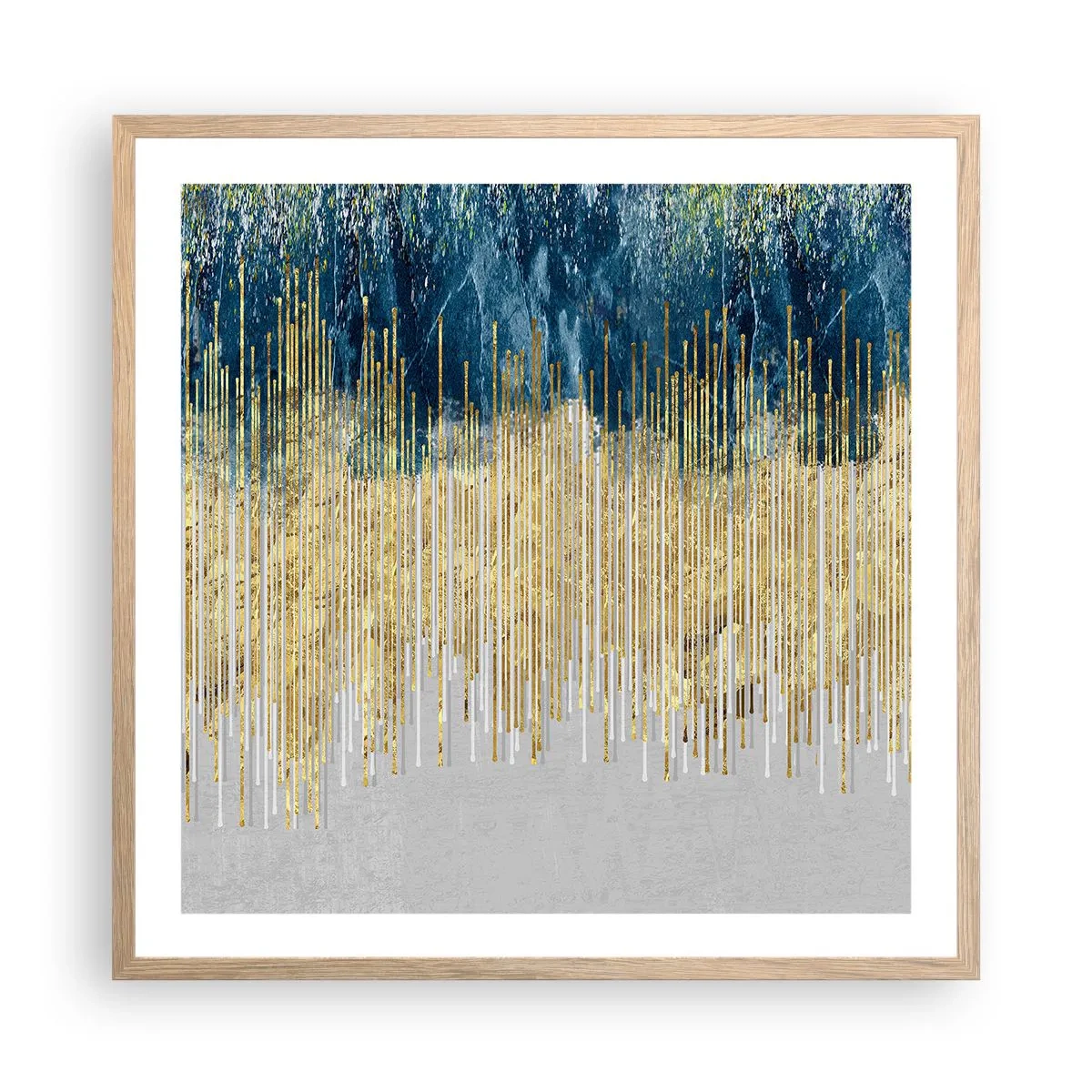 Poster in einem Rahmen aus heller Eiche - Vergoldete Grenze - 60x60 cm