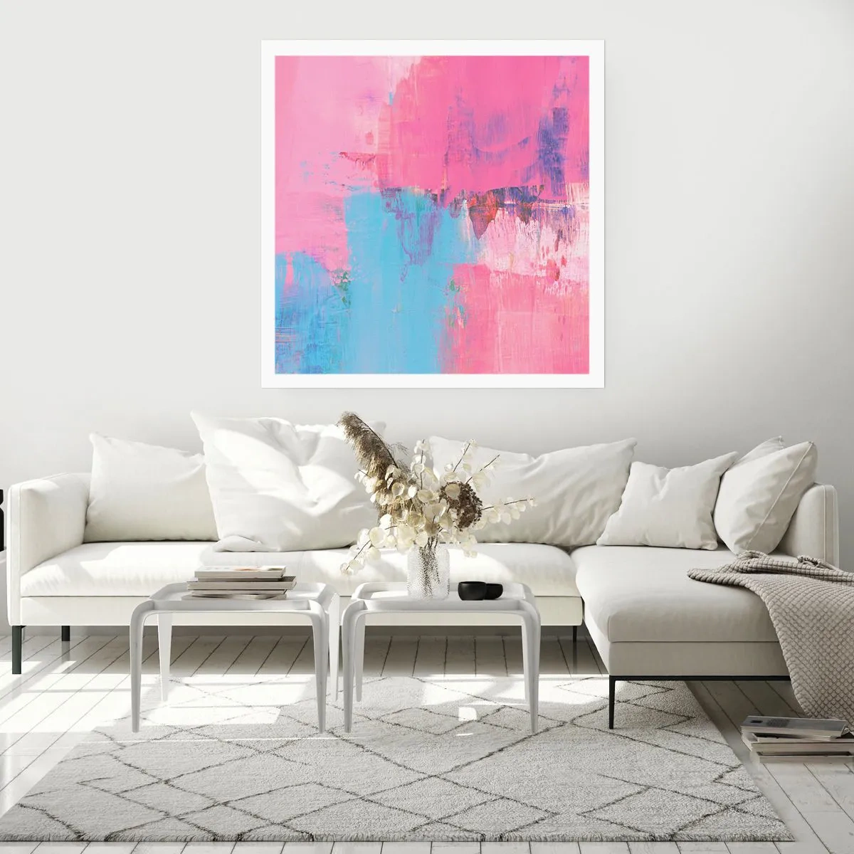 Poster - Rosa, Blau und eine Prise Licht - 50x50 cm