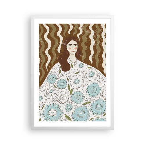 Poster in einem weißen Rahmen - Porträt im floralen Gewand - 50x70 cm