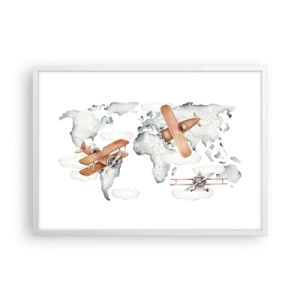 Poster in einem weißen Rahmen - Im Pioniergeist - 70x50 cm