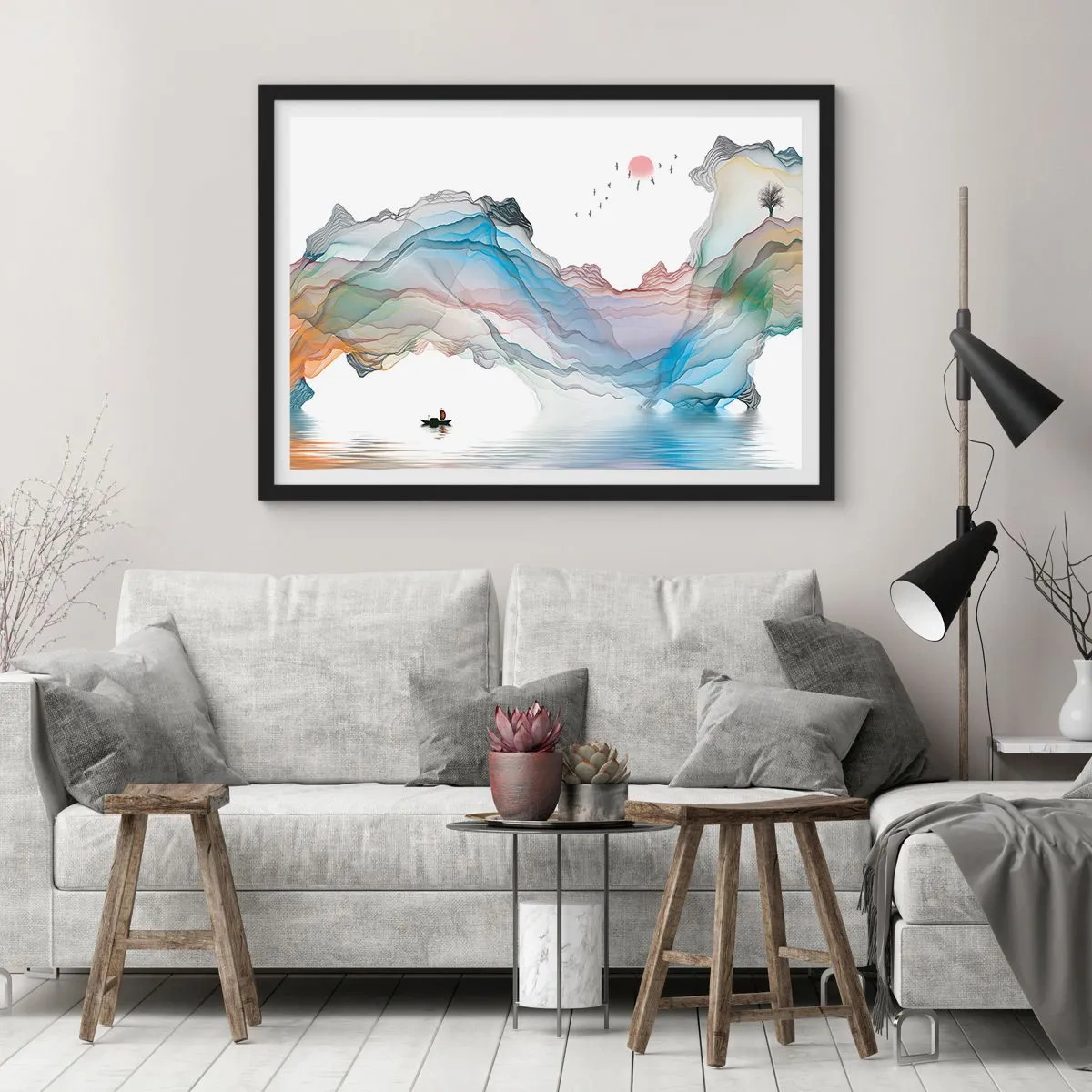Poster in einem schwarzem Rahmen - Zu den Kristallbergen - 50x40 cm