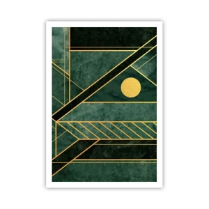 Poster - Dynamik von Gold und Azurblau - 70x100 cm