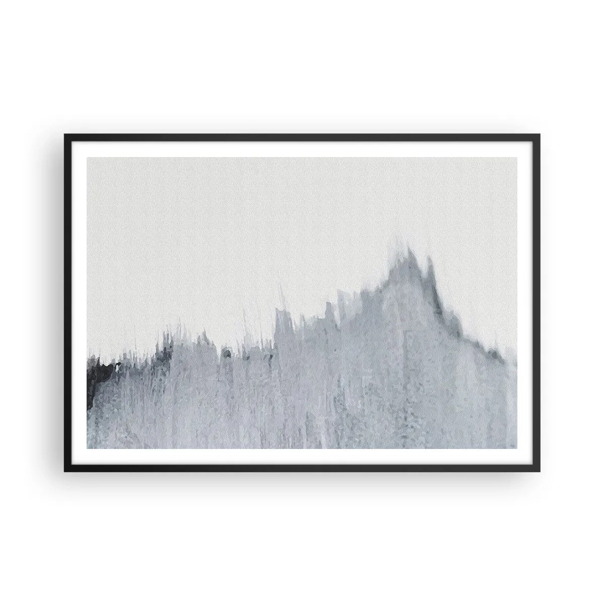 Poster in einem schwarzem Rahmen - Abstrakte graue Komposition im minimalistischen Stil - 100x70cm - Mysteriöse Aufzeichnung - Moderne Wanddekoration für Wohnzimmer und Schlafzimmer ARTTOR