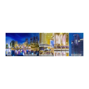 Fototapeten Muster Premium Canvas - Metropolis bei Regenbogennacht - Stadt, Bangkok, Die Architektur - 100x30 cm