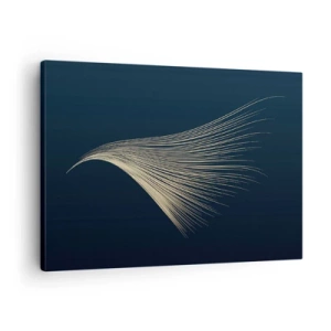 Bild auf Leinwand - Leinwandbild - Eine zarte federähnliche Linie auf marineblauem Hintergrund - 70x50cm - Wie das Haar eines Engels - Moderne Wanddekoration für Wohnzimmer und Schlafzimmer ARTTOR