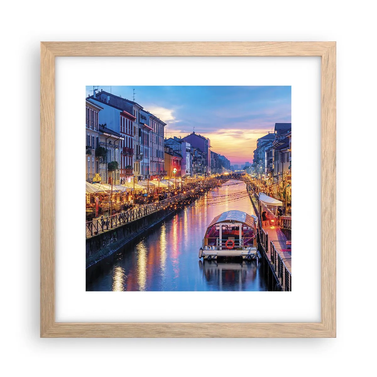 Poster in einem Rahmen aus heller Eiche - Ein Abend voller Licht und Spaß - 30x30 cm