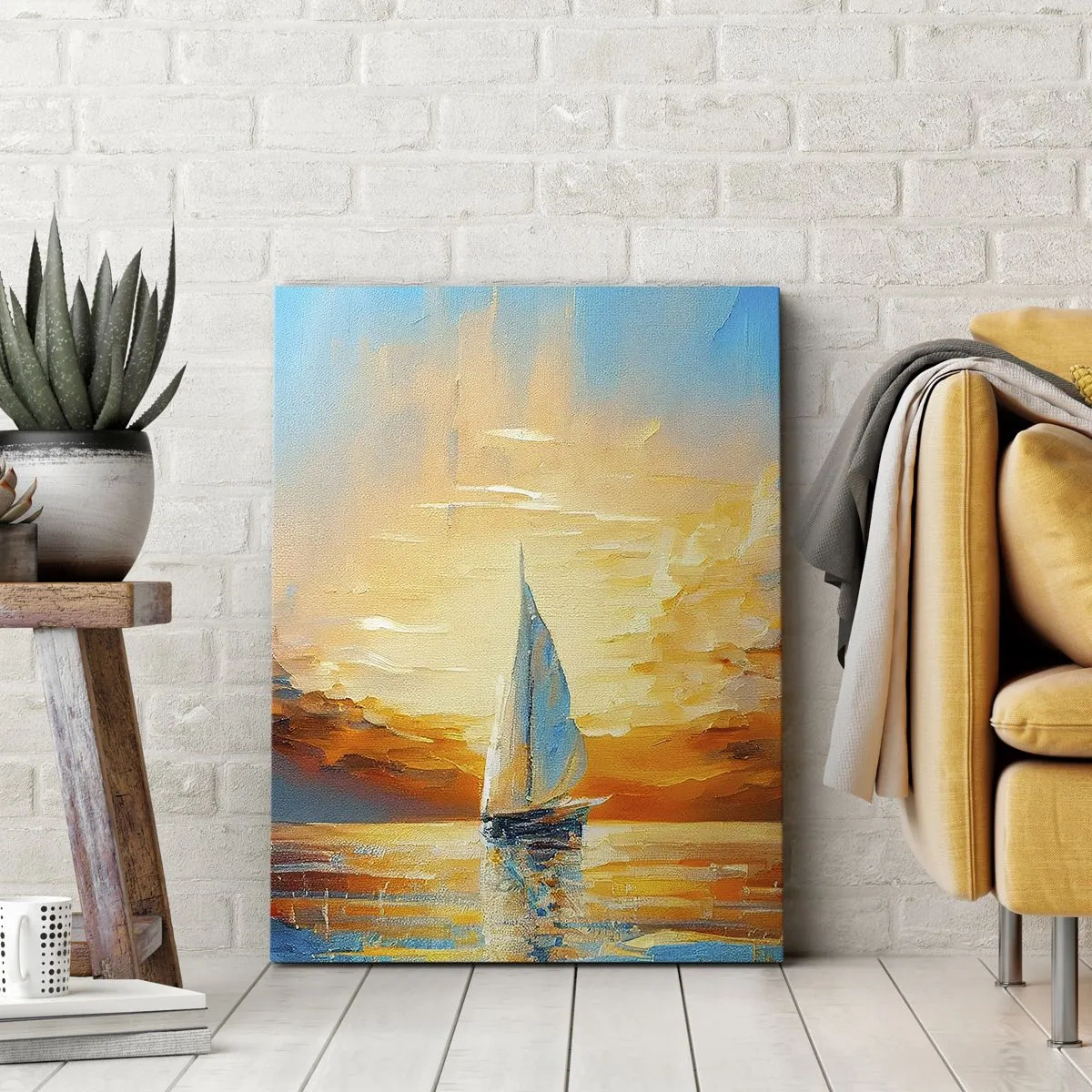 Bild auf Leinwand - Leinwandbild - In Gold segeln - 55x100 cm
