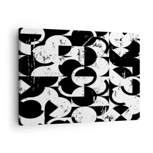 Bild auf Leinwand - Leinwandbild - Abstraktes schwarz-weißes geometrisches Muster mit Vintage-Effekt - 70x50cm - Weiß ist weiß und schwarz ist schwarz - Moderne Wanddekoration für Wohnzimmer und Schlafzimmer ARTTOR