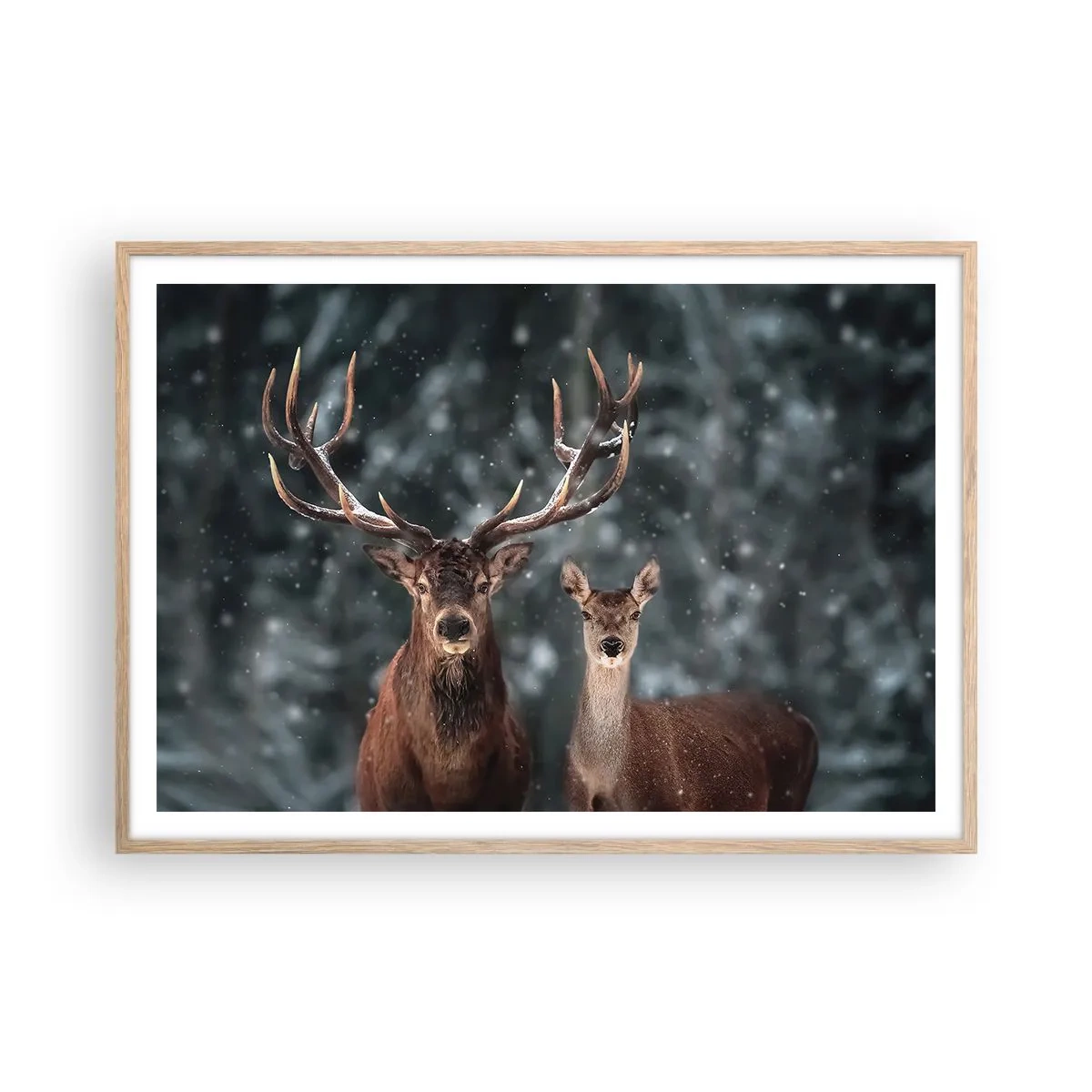 Poster in einem Rahmen aus heller Eiche - Herr des Waldes mit seiner Frau - 100x70 cm