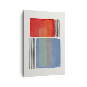 Bild auf Leinwand - Leinwandbild - Geometrische Komposition mit farbigen Blöcken und Linien - 70x100cm - Der Geist und der Buchstabe der Geometrie - Moderne Wanddekoration für Wohnzimmer und Schlafzimmer ARTTOR