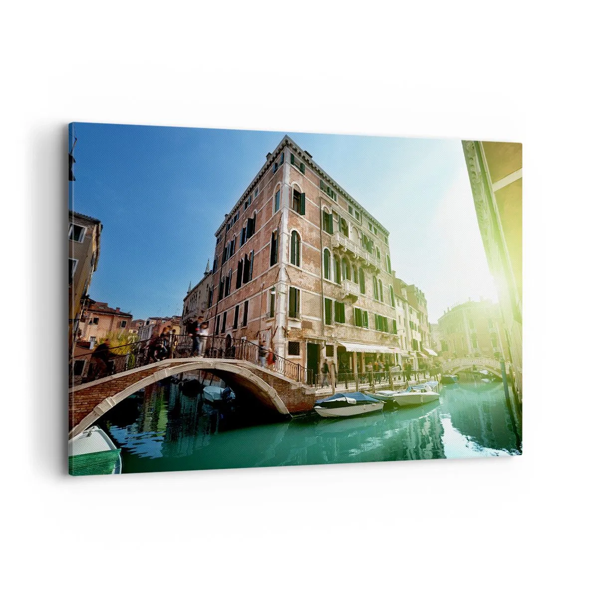 Bild auf Leinwand - Leinwandbild - Venedig-Brücke und Kanal mit historischer Architektur - 120x80cm - Venedig - Amore Mio - Moderne Wanddekoration für Wohnzimmer und Schlafzimmer ARTTOR
