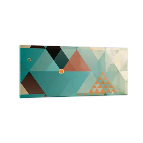 Glasbild - Bild auf glas - Geometrische Muster in Türkis- und Brauntönen - 120x50cm - Einheit der Vielheit, Vielheit der Einheit - Moderne Wanddekoration für Wohnzimmer und Schlafzimmer ARTTOR