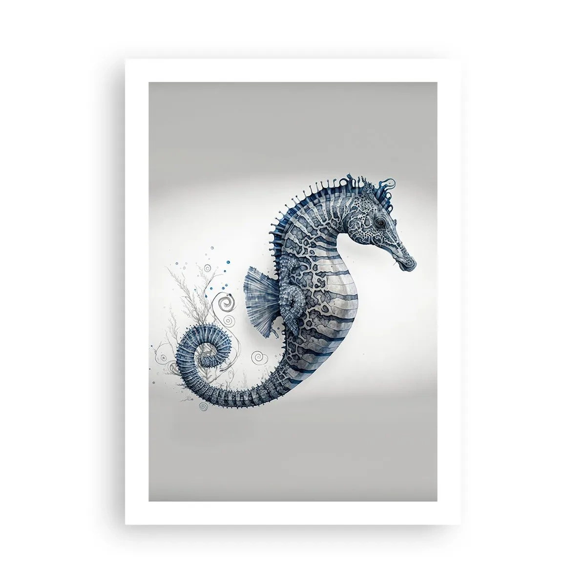 Poster - Detaillierte Darstellung eines Seepferdchens auf hellem Hintergrund - 50x70cm - Subtiler Witz der Natur - Moderne Wanddekoration für Wohnzimmer und Schlafzimmer ARTTOR
