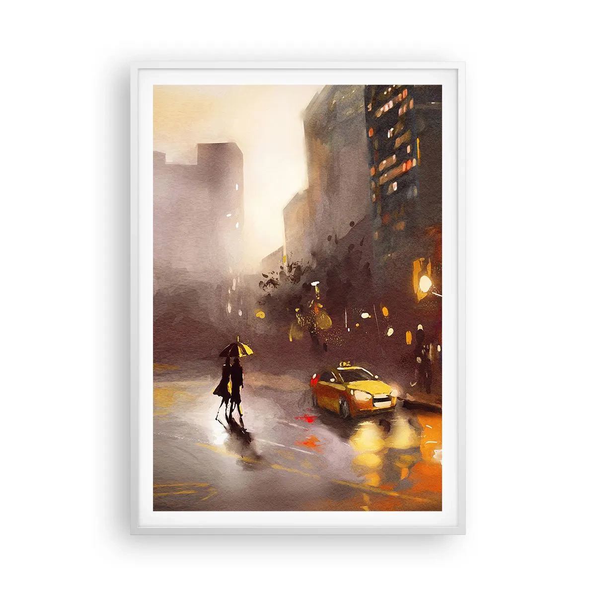 Poster in einem weißen Rahmen - Im Licht von New York - 70x100 cm