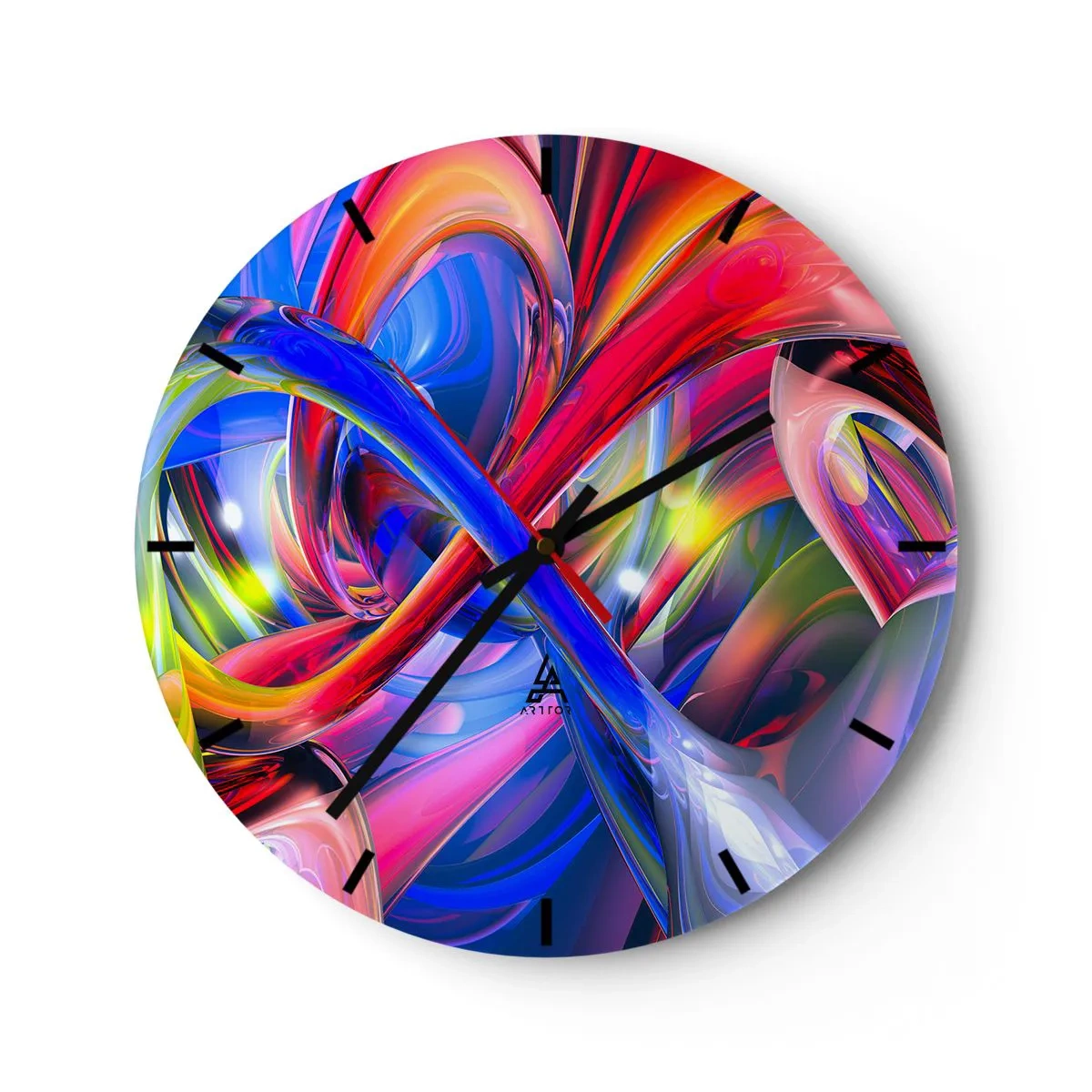 Wanduhr - Glasuhr - Ein Tanz der Farben - 40x40 cm