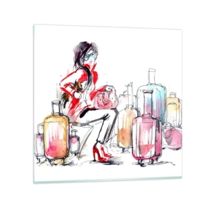 Glasbild - Bild auf glas - Setzen wir uns vor der Reise hin - 70x70 cm