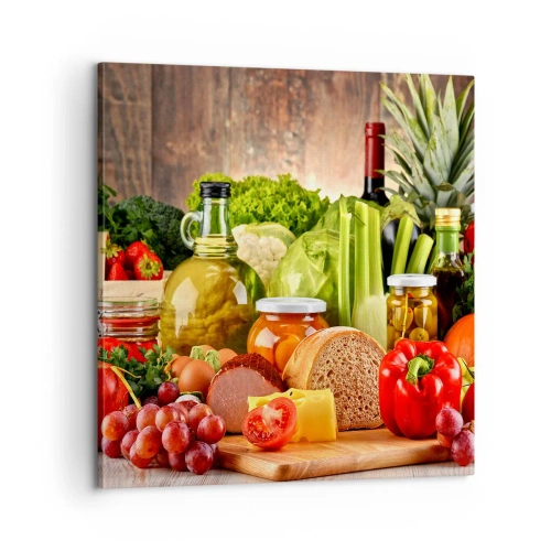 Bild auf Leinwand - Leinwandbild - Geräuchert, gebacken und eingelegt - 60x60 cm