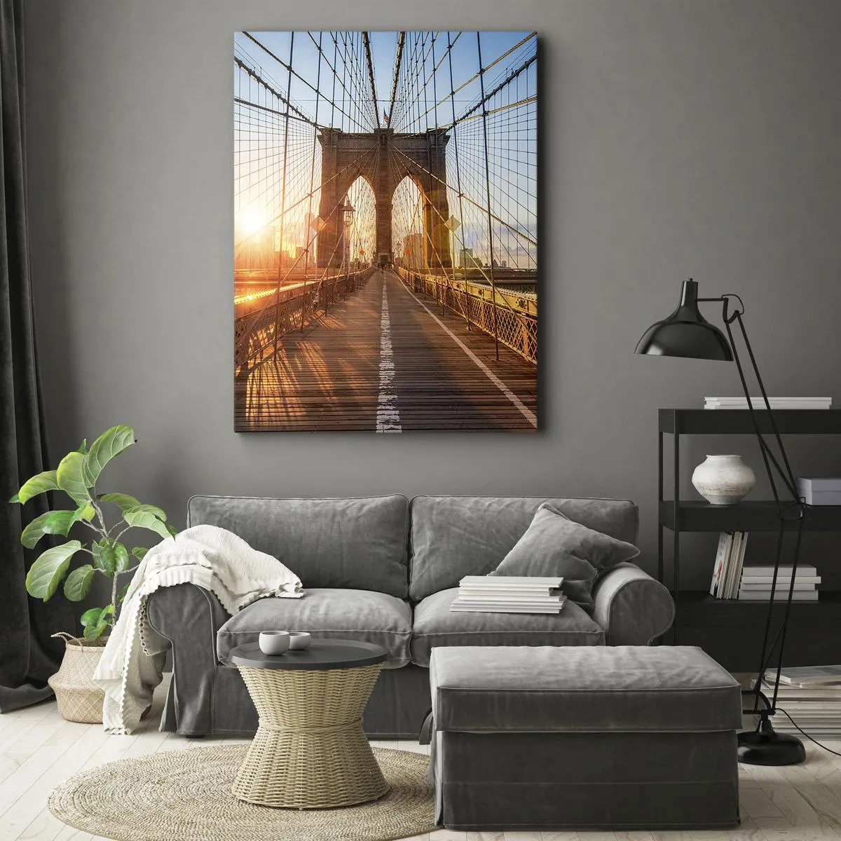 Bild auf Leinwand - Leinwandbild - Auf der goldenen Brücke - 55x100 cm