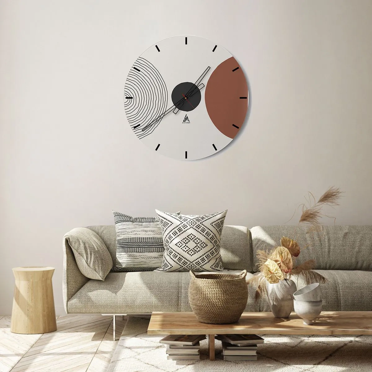 Wanduhr - Glasuhr - Konzentrische Linien und geometrische Kreise im Kontrast - 30x30cm - Das Zentrum der Aufmerksamkeit - Moderne Wanddekoration für Wohnzimmer, Küche und Schlafzimmer ARTTOR