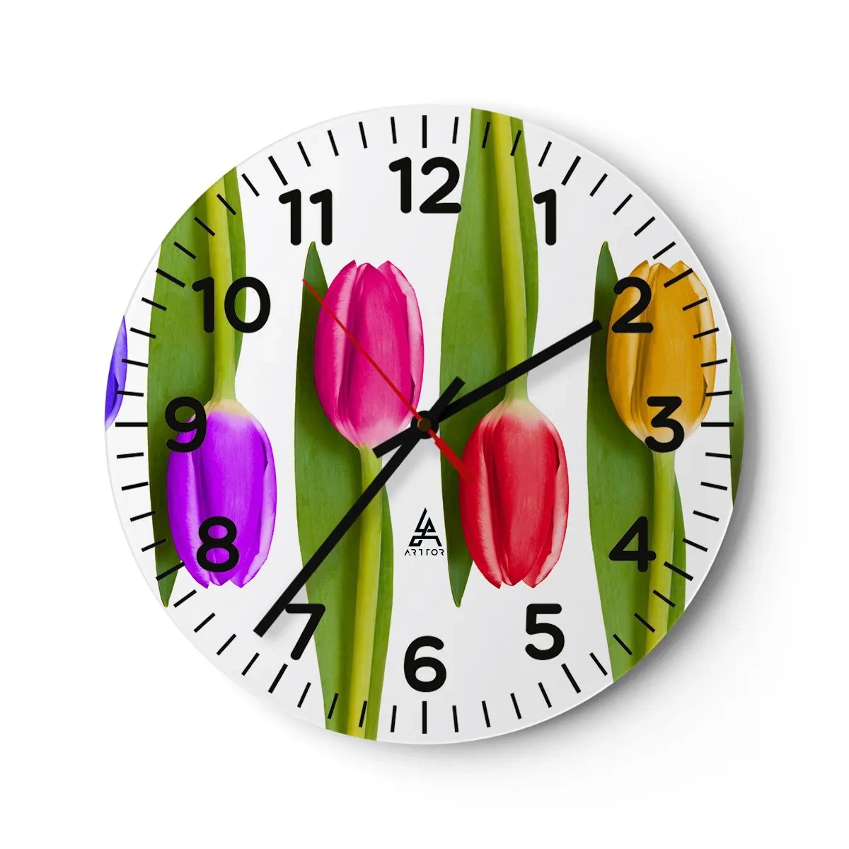 Wanduhr - Glasuhr - Regenbogenkomposition - 40x40 cm