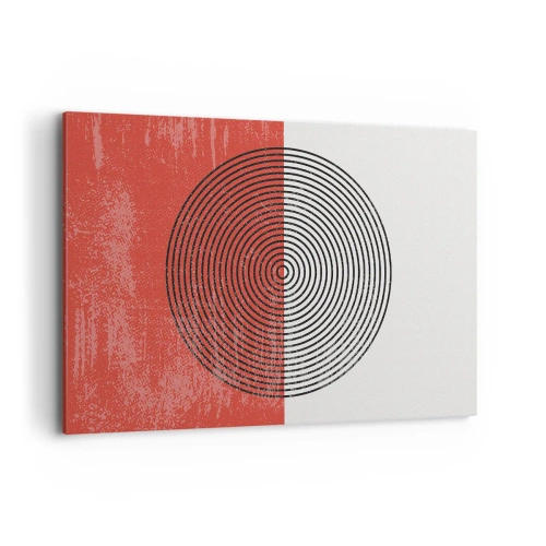 Bild auf Leinwand - Leinwandbild - Geometrisches Muster mit konzentrischen Kreisen auf rot-weißem Hintergrund - 120x80cm - Auf den Punkt gebracht - Moderne Wanddekoration für Wohnzimmer und Schlafzimmer ARTTOR