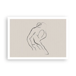 Poster - Eine minimalistische Silhouette in Schwarz auf hellem Hintergrund - 100x70cm - Intime Skizze - Moderne Wanddekoration für Wohnzimmer und Schlafzimmer ARTTOR