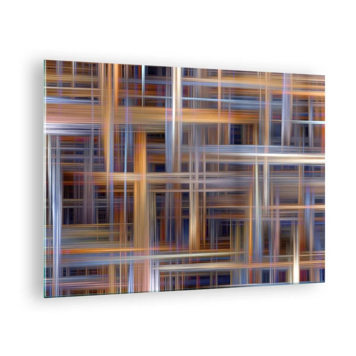 Glasbild - Bild auf glas - Geometrisches Muster aus Linien und Farben im abstrakten Stil - 70x50cm - Aus Licht gewebt - Moderne Wanddekoration für Wohnzimmer und Schlafzimmer ARTTOR