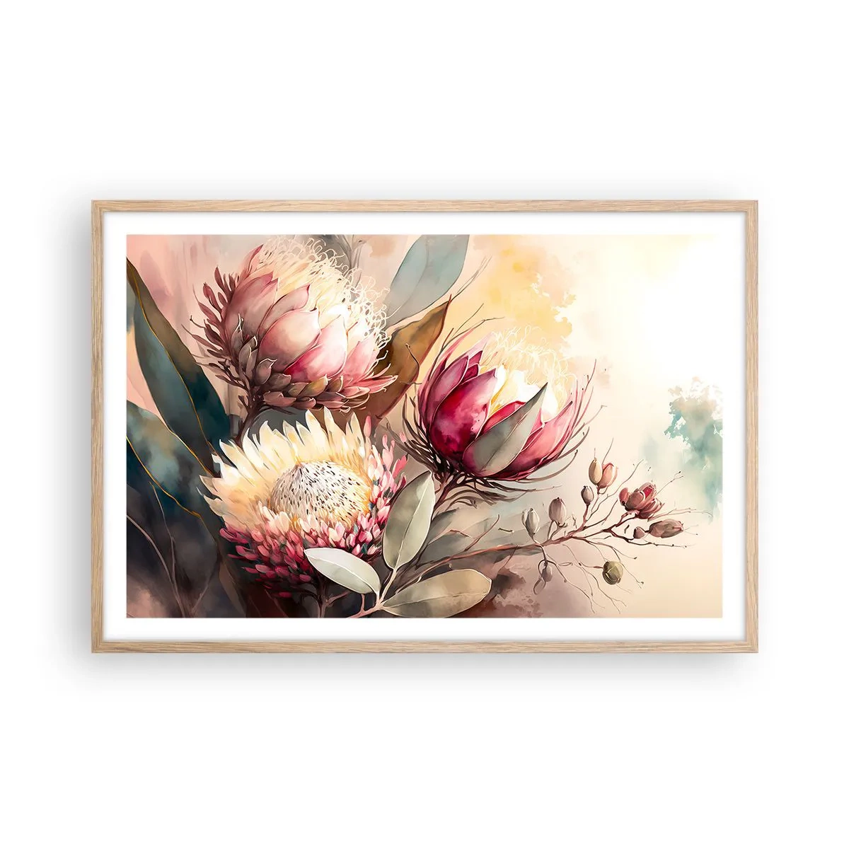 Poster in einem Rahmen aus heller Eiche - Im Profil und en face - 91x61 cm