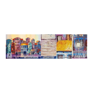 Fototapeten Muster Premium Canvas - Stadt wie aus einem Märchen - Stück, Mietshäuser, Stadt - 100x30 cm