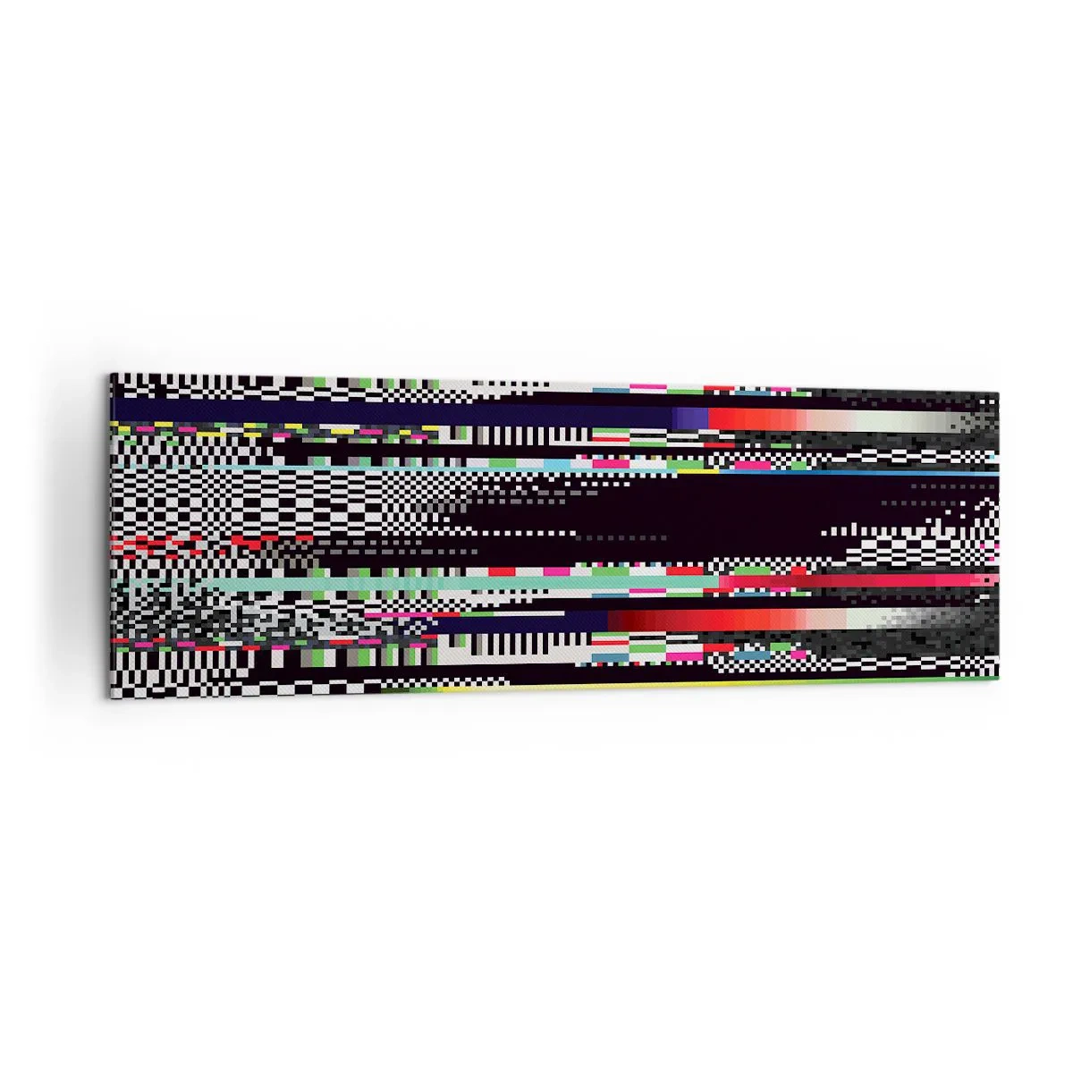 Bild auf Leinwand - Leinwandbild - Bunte Linien und Pixel im abstrakten Stil - 160x50cm - Das Kontrollbild der Realität - Moderne Wanddekoration für Wohnzimmer und Schlafzimmer ARTTOR
