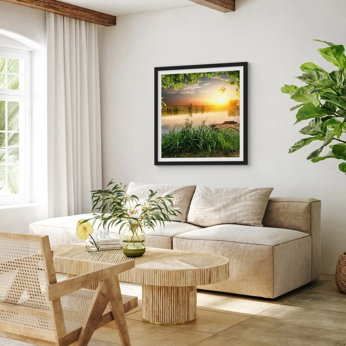 Poster in einem schwarzem Rahmen - Landschaft in einem grünen Rahmen - 30x30 cm
