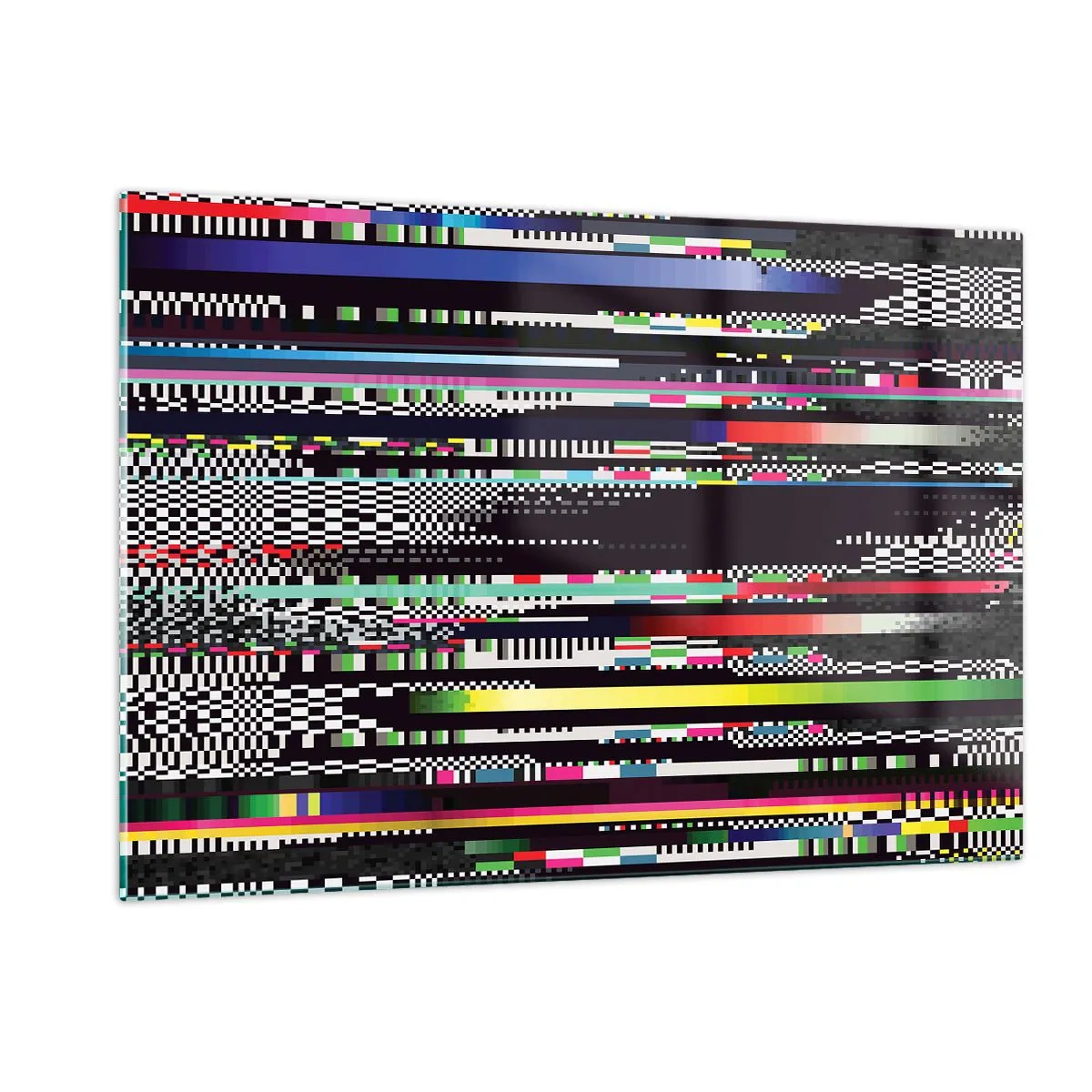 Glasbild - Bild auf glas - Abstrakte Glitch-Grafiken im digitalen Stil - 120x80cm - Das Kontrollbild der Realität - Moderne Wanddekoration für Wohnzimmer und Schlafzimmer ARTTOR