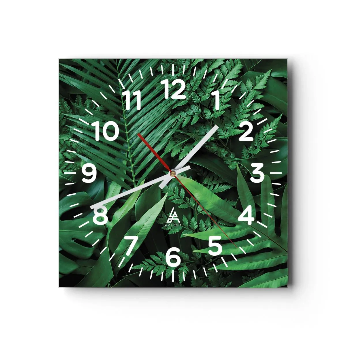 Wanduhr - Glasuhr - Eingebettet ins Grüne - 40x40 cm