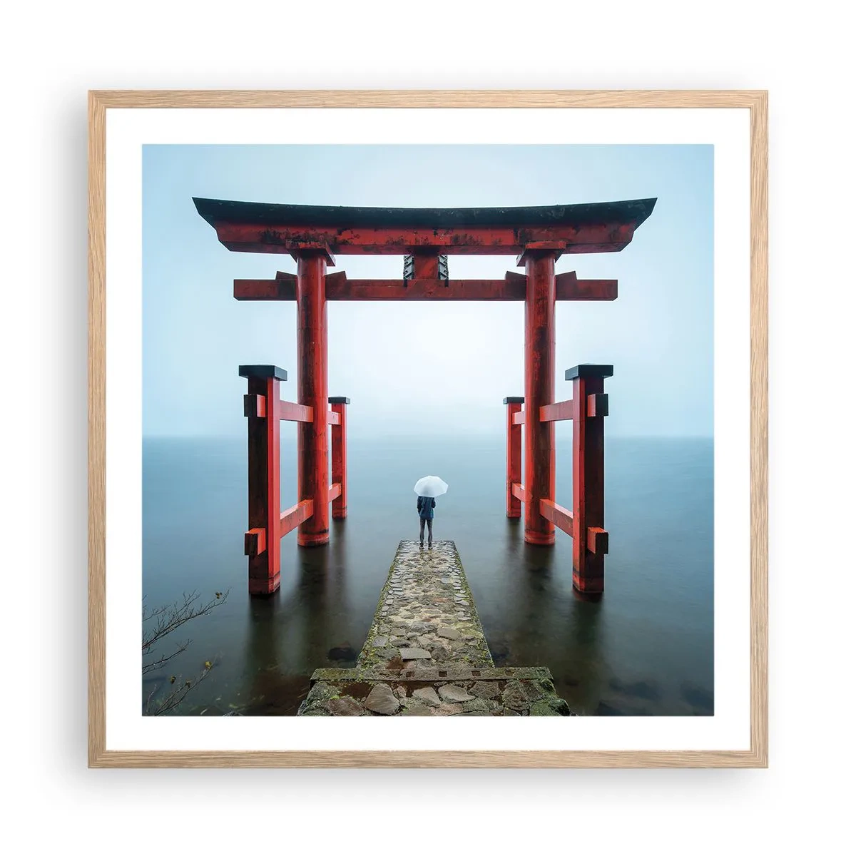 Poster in einem Rahmen aus heller Eiche - Japanische Träumerei - 60x60 cm