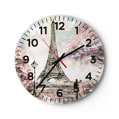 Wanduhr - Glasuhr - Aprilspaziergang durch Paris - 40x40 cm