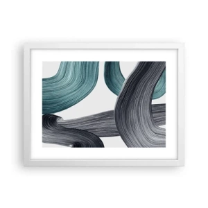 Poster in einem weißen Rahmen - Smaragdgrüne und schwarze Pfade - 40x30 cm