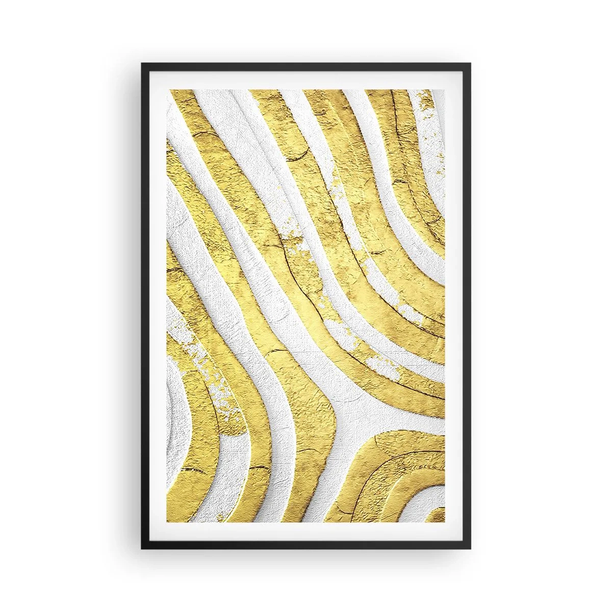 Poster in einem schwarzem Rahmen - Komposition in Weiß und Gold - 61x91 cm