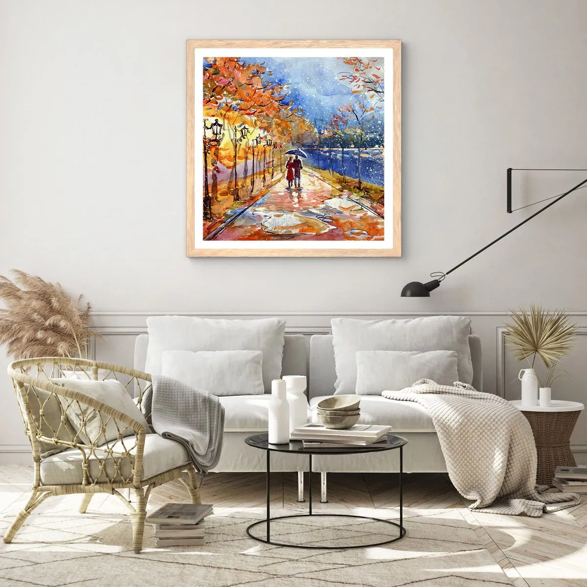 Poster in einem Rahmen aus heller Eiche - Gemeinsam bis an die Grenze der Zeit - 50x50 cm