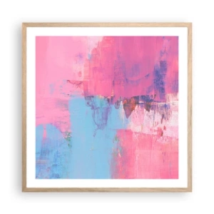 Poster in einem Rahmen aus heller Eiche - Rosa, Blau und eine Prise Licht - 60x60 cm